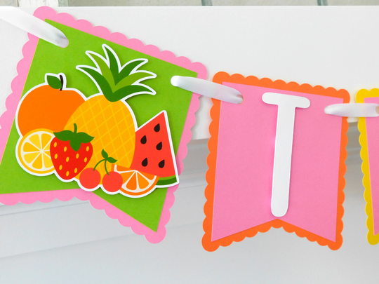 Twotti Fruity High Chair Banner, Fruit Tutti Fruitti Party Banner