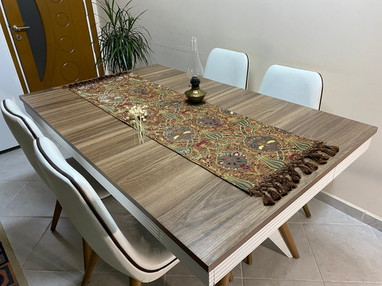 Brown Turkish Table Cloth Runner, Tulip Ottoman Runner Bohemian Rnr232