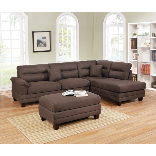 3 Piece Linen-Like Fabric Sectional Sofa Set