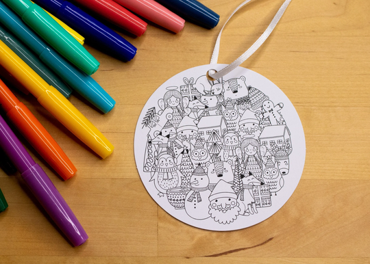 Festive Coloring Christmas Tree Ornament Holiday Gift Stocking Stuffer Adult Kid Project Color Relaxation Diy Meditation Penguin Santa Angel