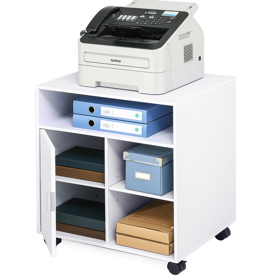 FITUEYES Printer Stand/Wood Work Cart with Wheels