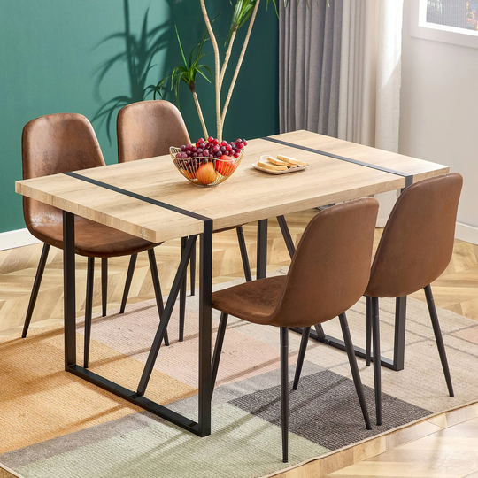 Dining Chairs Set of 4,Upholstered Side Chairs,Accent Chairs with Soft Suede Fabric Cover Cushion Seat and Black Metal Legs