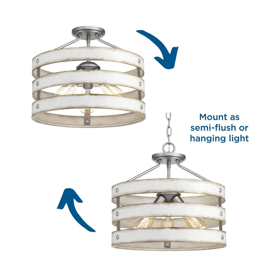 Gulliver Collection Three-Light 17" Semi-Flush Convertible - 11.000" x 19.250" x 19.000"