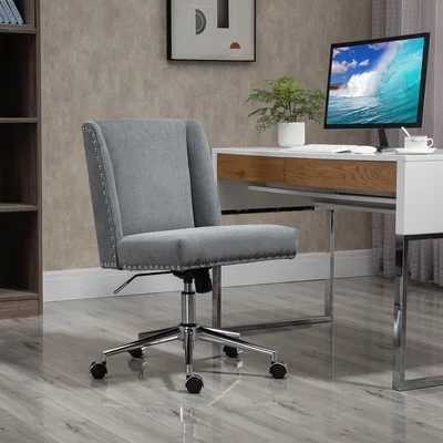 Plessis Ergonomic Mid Back Computer Office Chair, Task Desk 360° Swivel Rocking Chair W/ Adjustable Height, Grey
