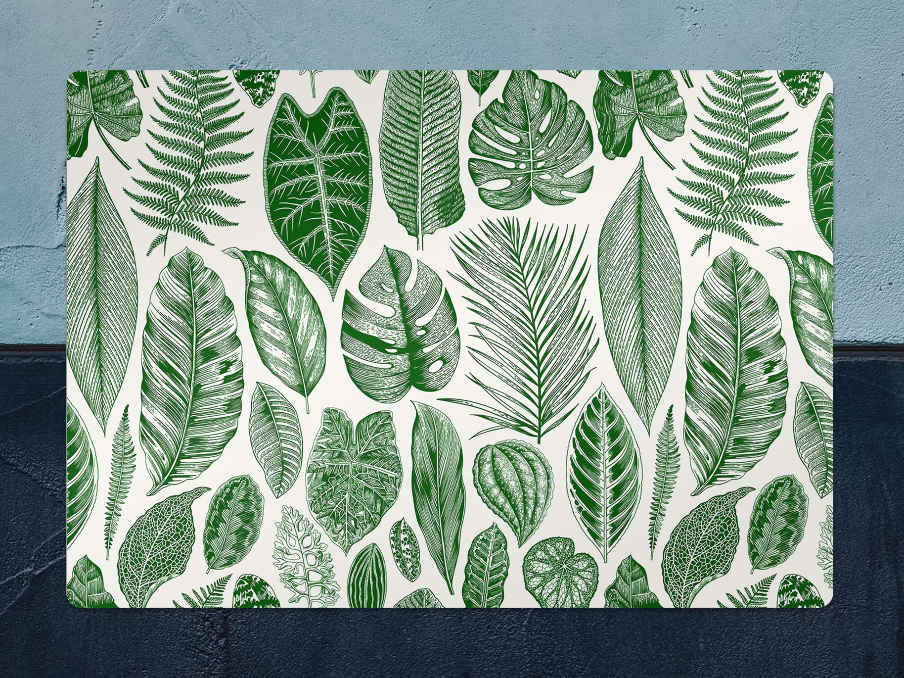 Botanical Chair Mat, White Protective Green Splat Leaves Vinyl Floor Pad, Flooring, Kids Room Decor, Splash Mat