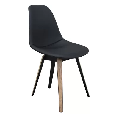 Slice Genuine Leather Upholstered Side chair in Black