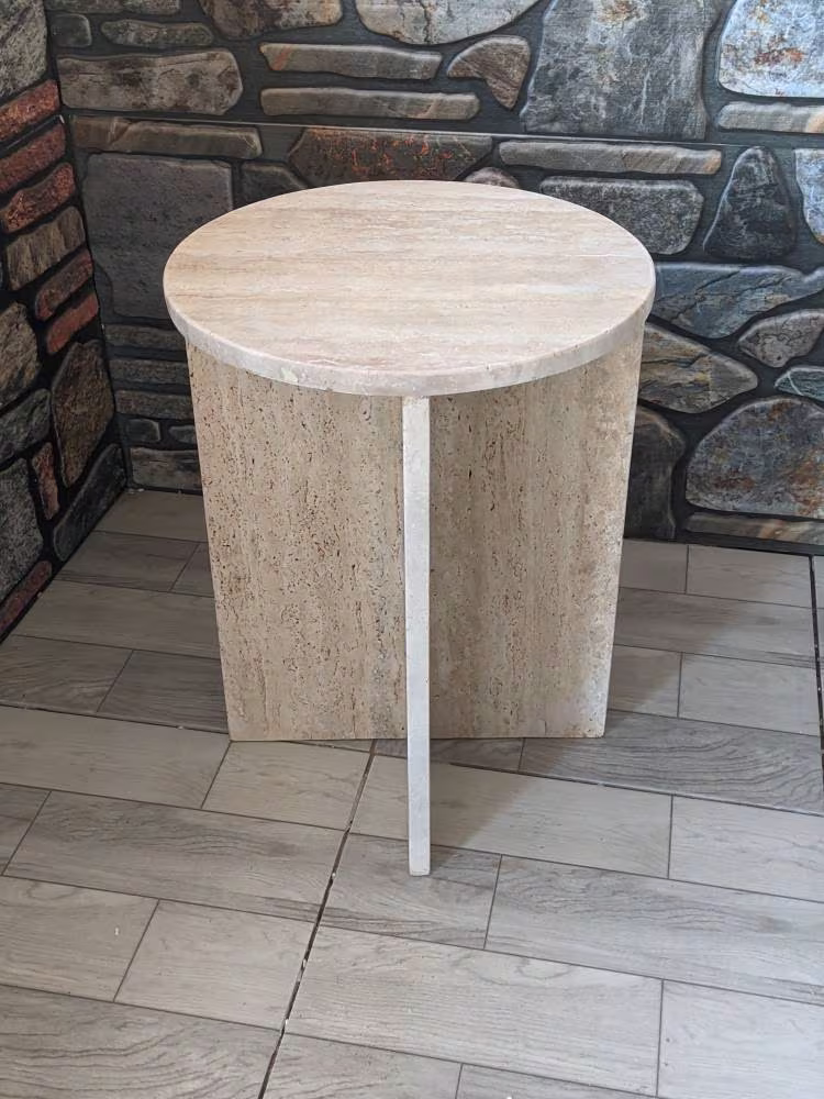 Travertine Marble Side Table, End Italian Marble 100% Handmade, Coffe Table