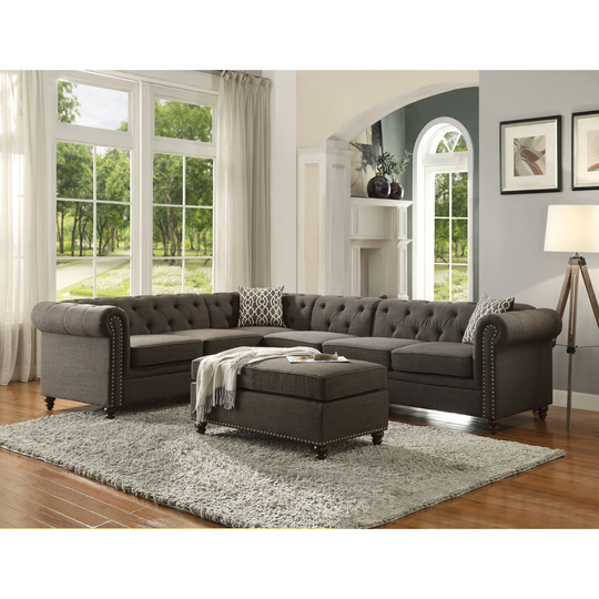 ACME Aurelia II Sectional Sofa in Charcoal Linen