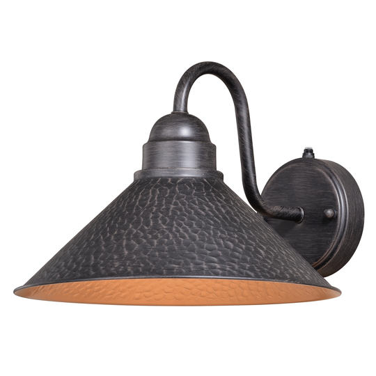 Outland 1 Light Dusk to Dawn Black Gold Farmhouse Barn Dome Outdoor Wall Lantern - 12-in W x 9-in H x 13-in D