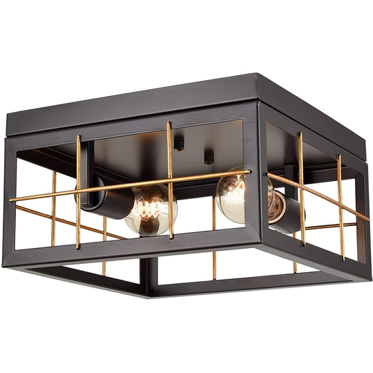 Bonucci Farmhouse Black & Brass Flush Mount Ceiling Light - Black & Brass