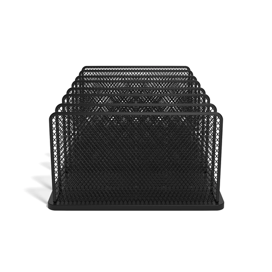 TRU RED 7-Compartment Matte Black Wire Mesh File Organizer - 6.61" x 20" x 11.65"