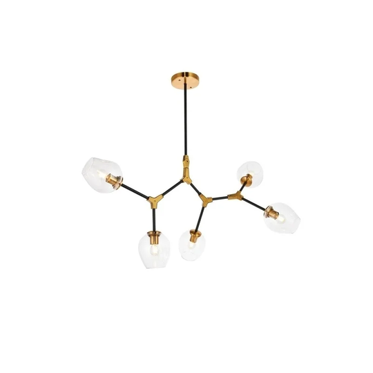 Cavoli 5 light in Light Antique Brass and Flat Black Pendant - Light Antique Brass and Flat Black