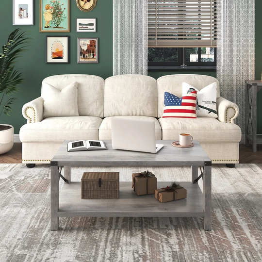 Rectangle Coffee Table 2-Tier for Living Room Modern Coffee Table