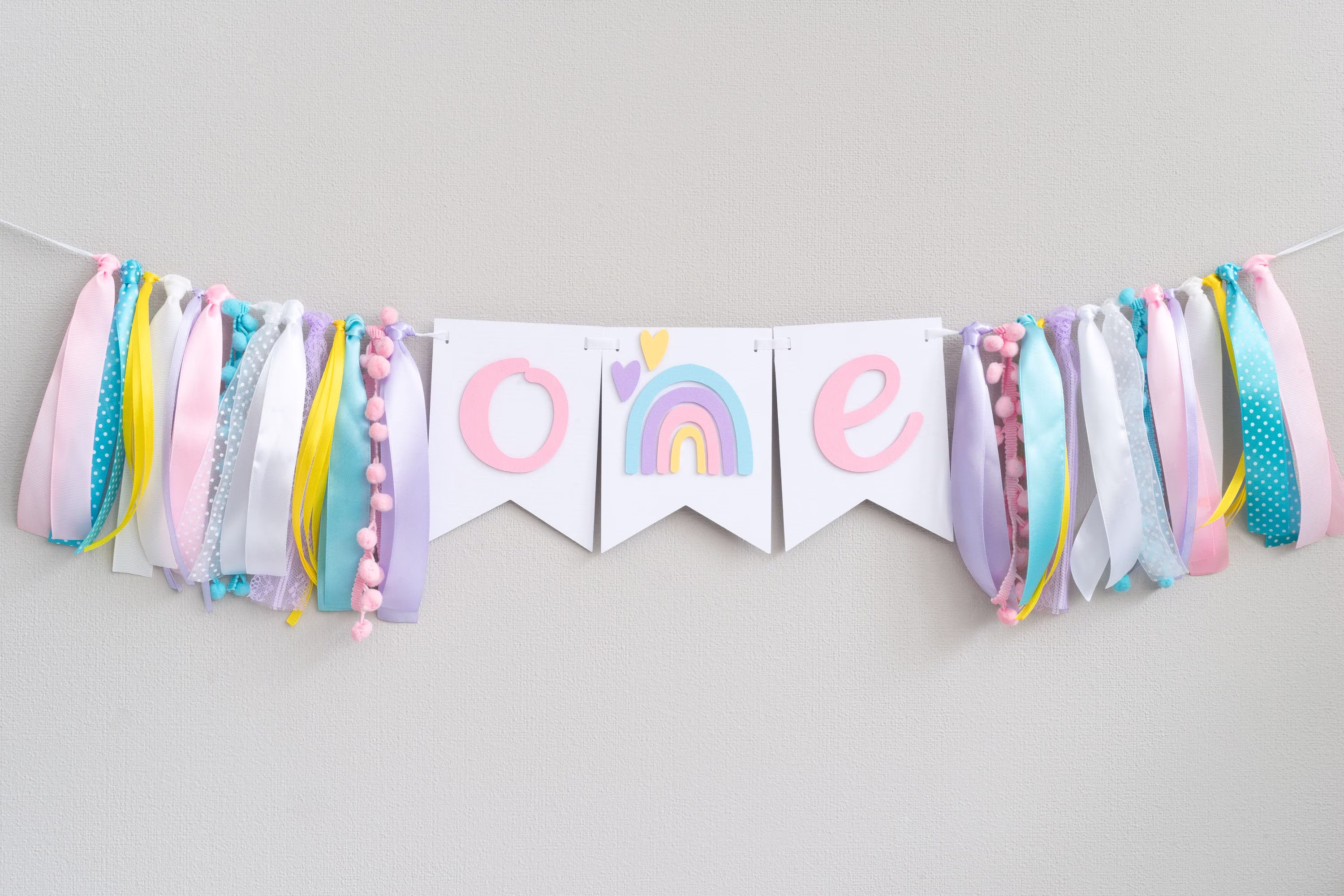 Rainbow One High Chair Banner Girl Boho First Birthday Party Decor Highchair Bunting Purple Violet Yellow Pink Blue Decorations