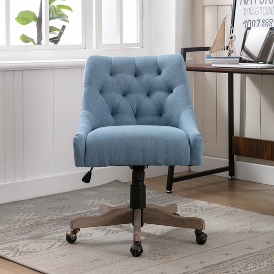 EYIW Height-Adjustable Swivel Office Chair with Button Tufted Back, Padded Seat and 5 Casters