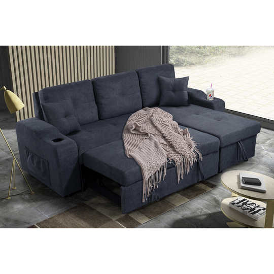L-shaped convertible sectional sofa right chaise longue