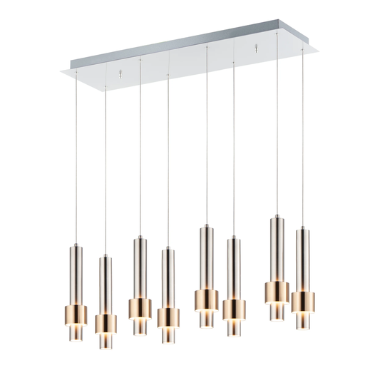 Reveal 8-Light 10" Wide Satin Nickel / Satin Brass Pendant Light