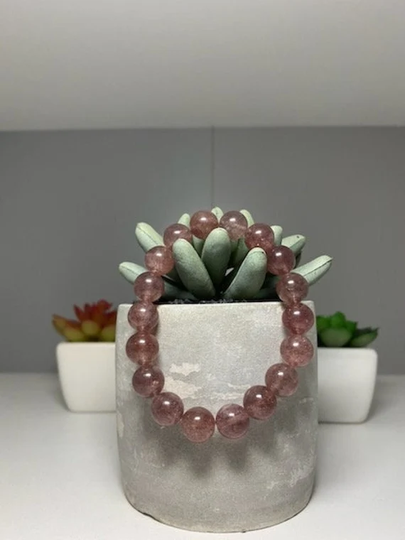 strawberry Quartz Beaded Bracelet