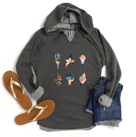 Comfort Colors Boho Hoodie, Vacation Comfy Oversized Style, Colorful Vacation, Cactus Hoodie Gift, Gift