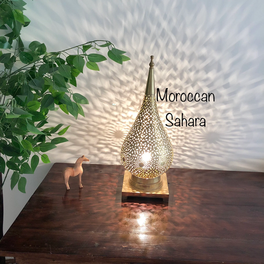 Moroccan Table Lamp, Moroccan Traditional Lamp Lampshades - Finished Antique Brass Desk