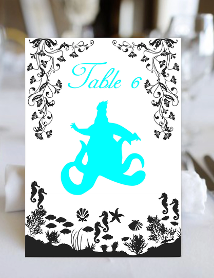 Watercolor Little Mermaid Table Numbers