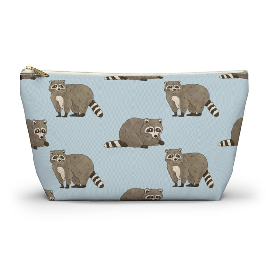 Raccoon Pouch, Pencil Case, Animal Custom Teacher Bridesmaid Cosmetic Bag, Racoon Zipper Makeup Accessory Pouch