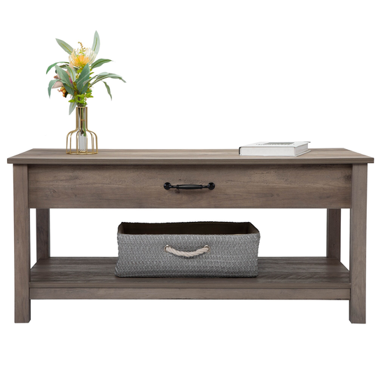 Modern Lift-top Coffee Table water mine gray, MDF offee Table with Hidden Storage and Drawer,End Tables