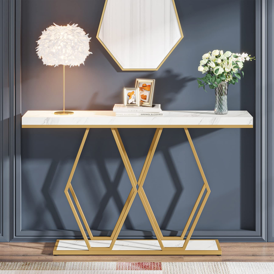 Gold Console Table, Modern Sofa Table for Entryway Living Room