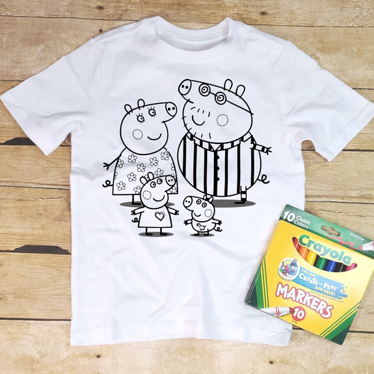 Peppa Pig/ Pig Coloring Shirt/Coloring Shirt/Party Favor/Craft Project/Markers Included/Free Shipping