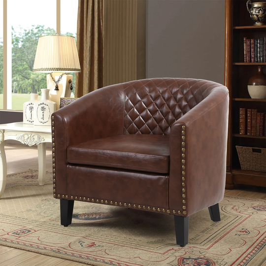 accent Barrel chair living room chair with nailheads
