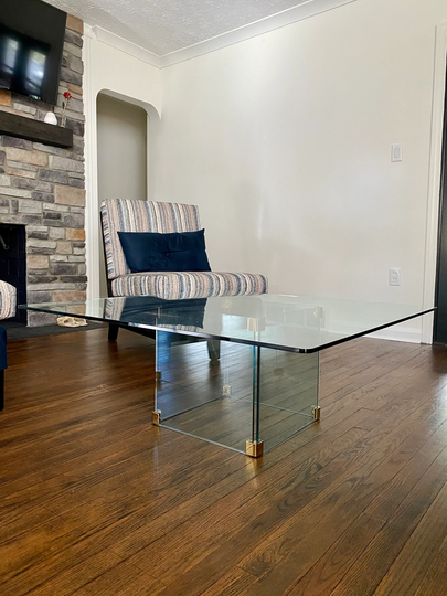 Large Square Glass Coffee Table in The Style Of Leon Rosen For Pace Collection