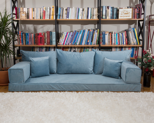 Livingroom Floor Cushions, Sofa Seating, Velvet Fabric Sofas, Oriental Moroccan Sectional Couches, Yoga Meditation Sofas