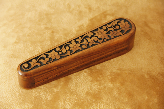 Handmade Pencil Box, Jevelery Rosary Vintage Jewelry Walnut Case, Box