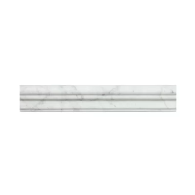 Bianco Carrara 2" x 12" Polished Marble Pencil Liner Tile Trim in White/Gray