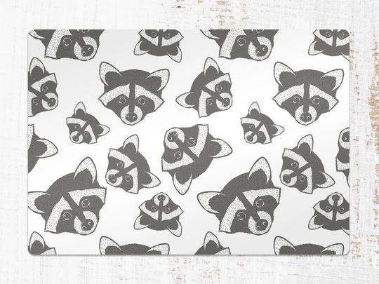 Raccoons Animals Chair Mat, Gray Vinyl Floor White Protective Pet Splat Office Room Rug, Comfort Mat