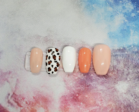 Coral Animal Print Press On Nails