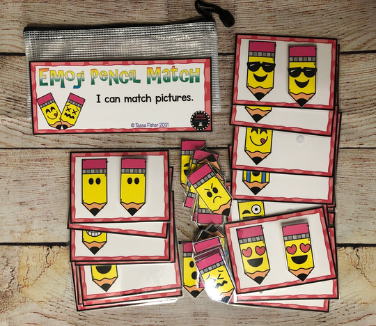 Emoji Pencil Matching Visual Discrimination Task Box Busy Bag Laminated Classroom Educational Game Fine Motor Preschool Special Education