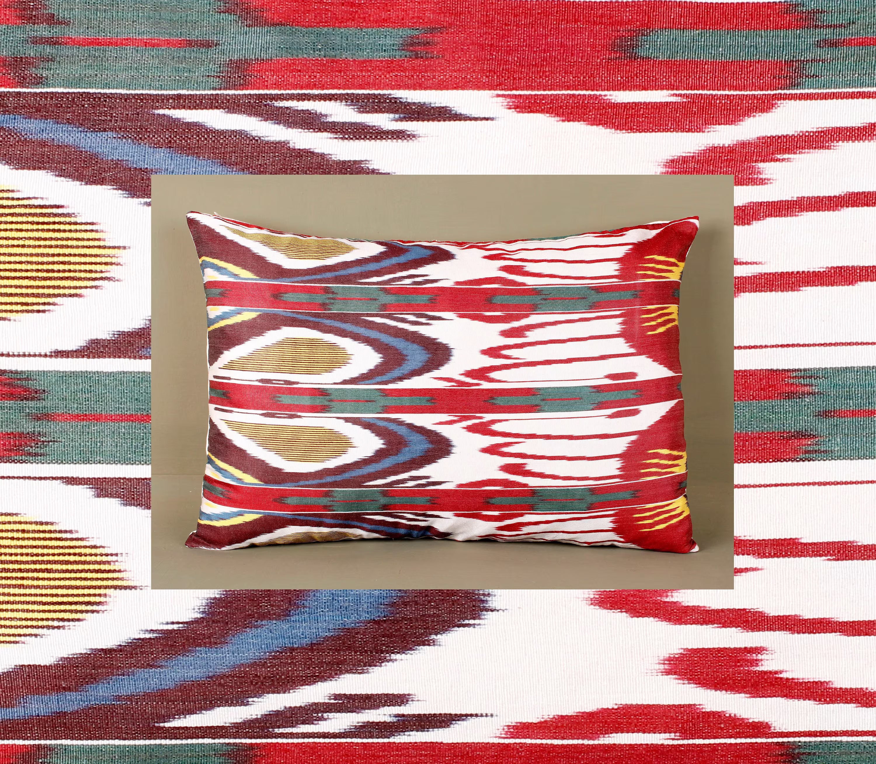 Ikat Pillow Silk 20x20, Abstract Sofa Pillows, Ikat Cover 20x20, Customized Throw Pillow, Ikat Lumbar