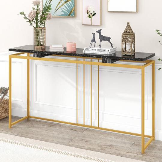 63'' Modern Console Table, Extra Long Entryway Table with Metal Frame for Entryway, Hallway, Living Room, Foyer