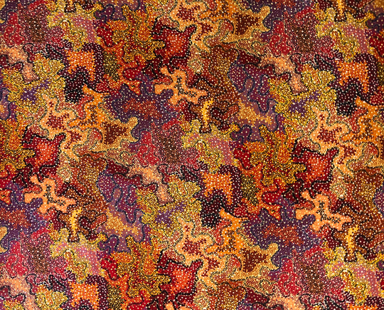 Aboriginal Art Puyurru Water Dreaming Abstract Orange Quilting Cotton Fabric By 1/4, 1/2 Yard Or Fat Quarter, Australia Indigenous