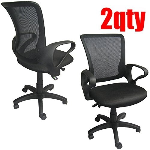 2xhome Set of 2 Modern Mesh Ergonomic Design Executive Computer Office Desk Task Chairs With Arms Back Wheels Swivel Adjustable