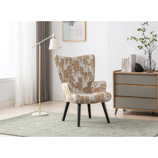 Recessed Arms Accent Chair Printed Patterns Arm Chairs Living Room Padded Chair