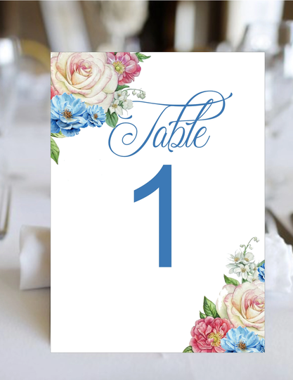 Table Numbers Burgundy Rose Wedding | Seating Cards Item Tn-619-7 Lovebirdslane