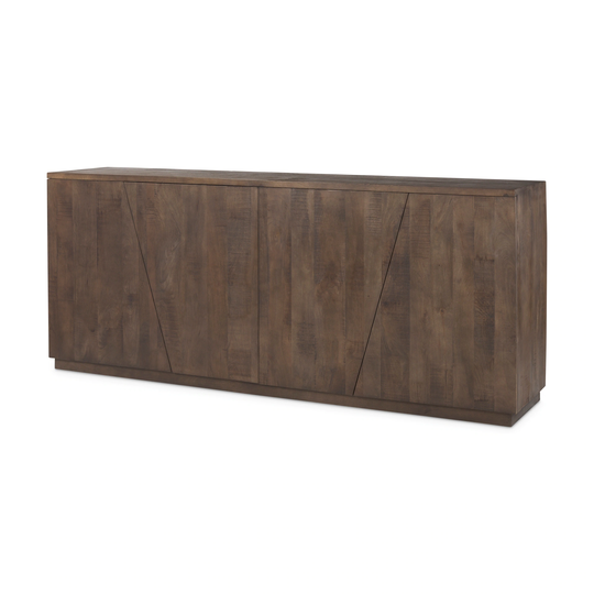 West Dark Brown Solid Wood w/ Angular Doors Sideboard - 82"W x 34"H x 18"D