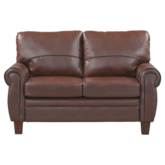 Loveseat PU Leather Upholstered Couch Removable Cushion Sofa with Striped Decorate