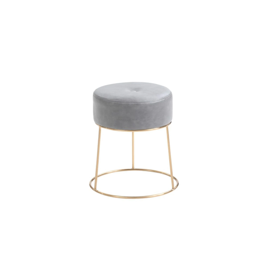 15" Gray and Gold Minimalist Round Vanity Stool