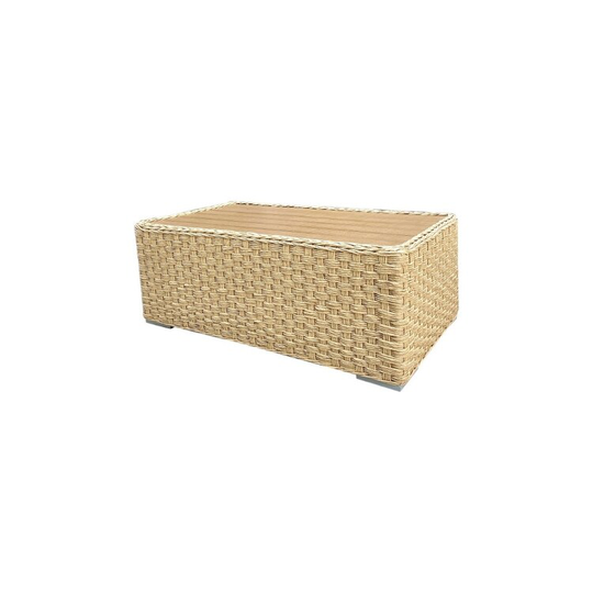 Malibu Patio Furniture Outdoor Coffee Table Accent Table, Tan Wicker