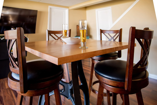 High Top Dining Table, Square Pub Style Counter Height Tall Pedestal