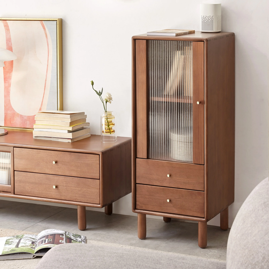 Multi-use Solid Wood Storage Cabinet with 2 Drawers and 2 Shelves, Bookcase