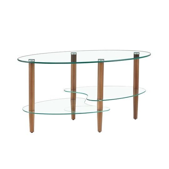 Transparent Oval glass coffee table, modern table in living room